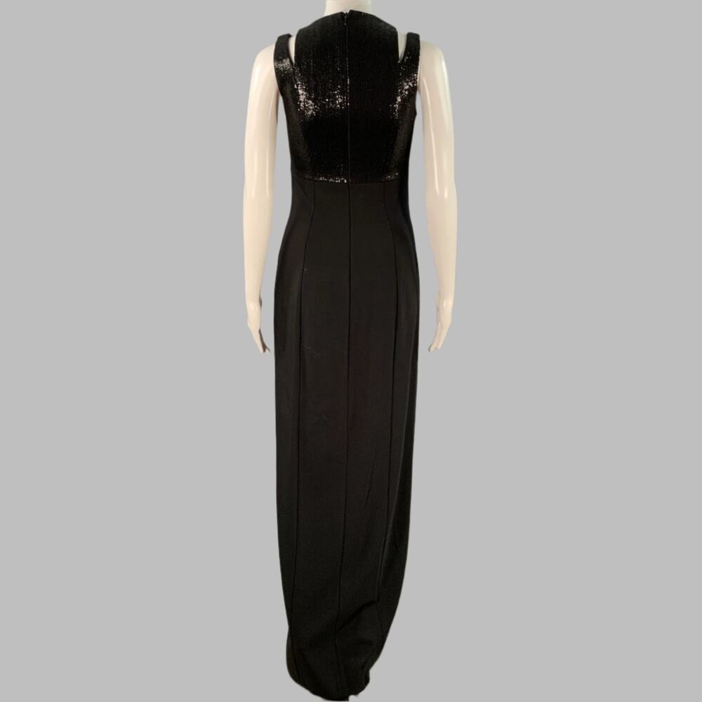 MICHAEL KORS Size 2 Black Virgin Wool Blend Cutout Sequined Evening Gown - Picture 4 of 7